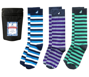 3-pack Fun Colorful Thick Stripes Men's Dress Socks - American-made - "Jailbird"