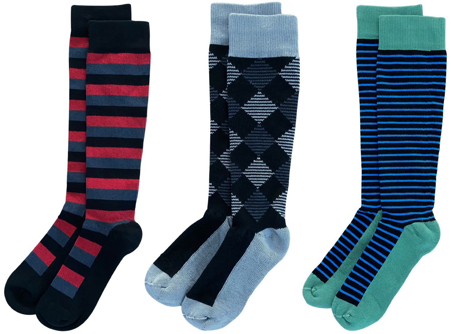 Black 3-pack of American Made 15-20mmHg OTC Compression Socks