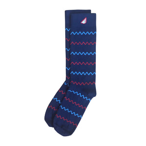 Chevron Pattern High Quality Fun Unique Crazy Dress Casual Socks Navy Sky Blue Red Made in America USA