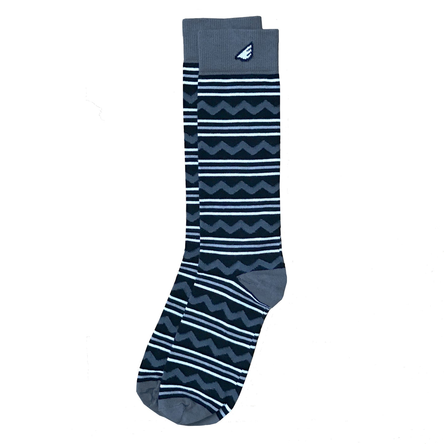 Cliffhanger - Black, Grey & White. American Made Dress / Casual Chevron & Stripes Socks