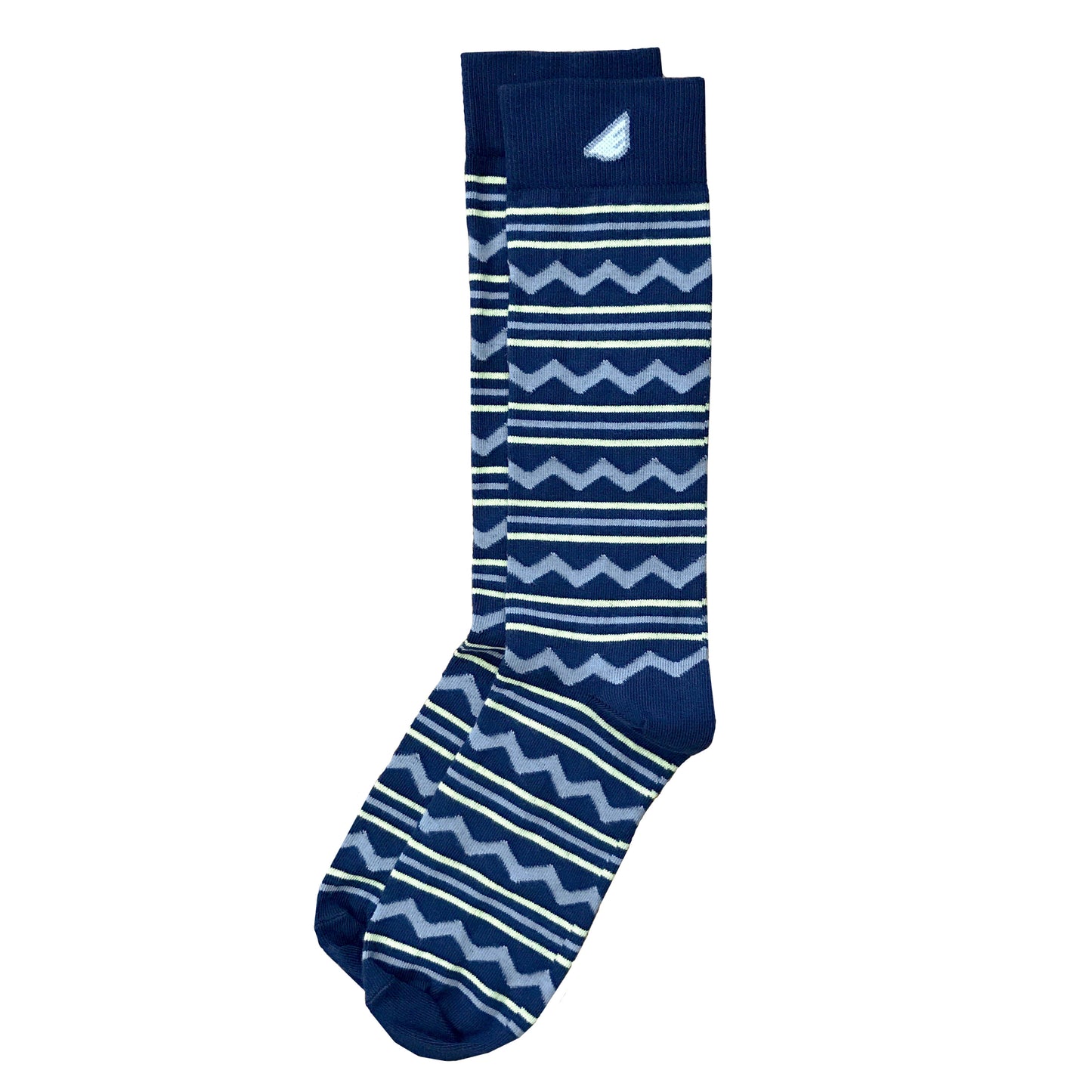 Cliffhanger - Navy & Grey. American Made Dress / Casual Chevron & Stripes Socks