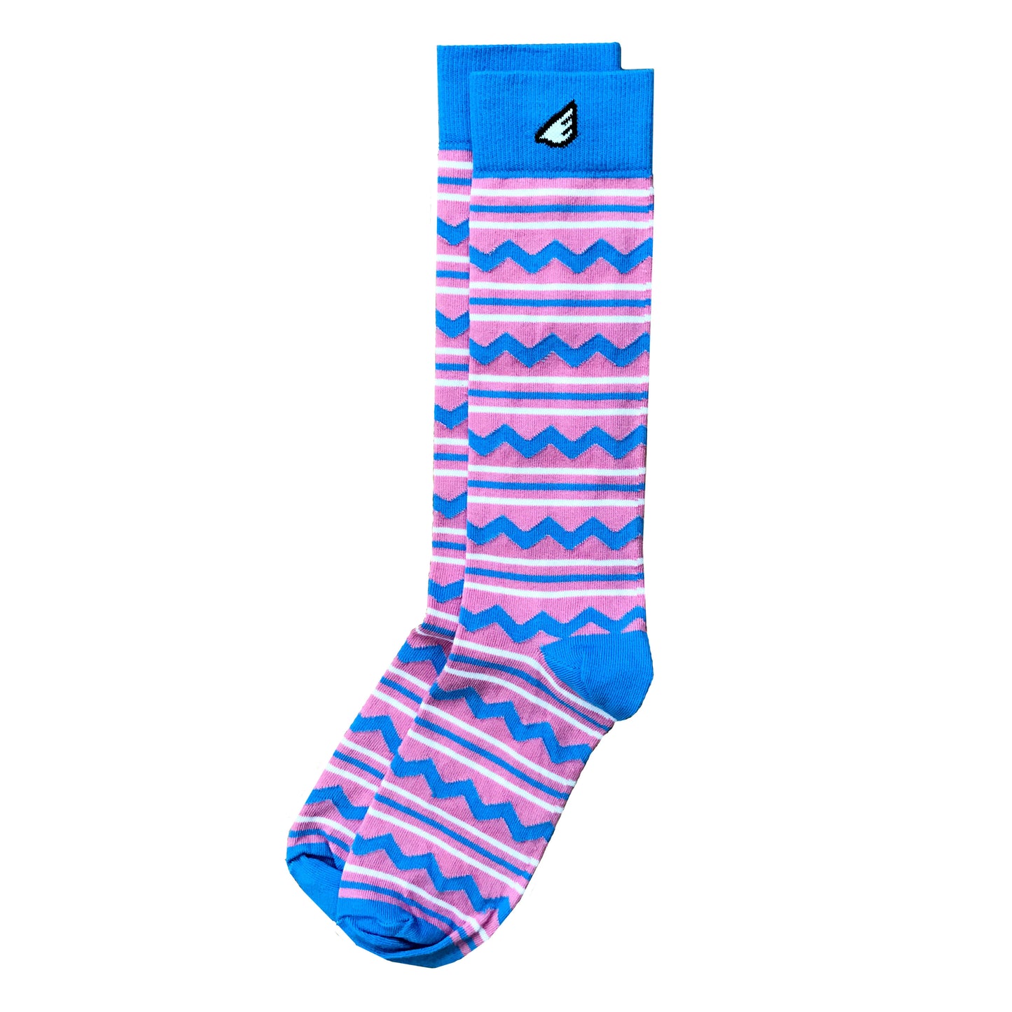 Cliffhanger - Pink & Sky Blue. American Made Dress / Casual Chevron & Stripes Socks