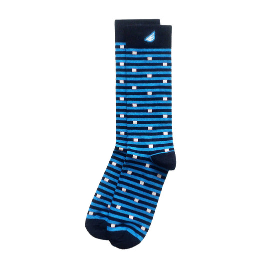 Carolina Panthers Quality Fun Unique Crazy Stripe Dress Casual Socks Black Sky Blue White Made in America USA