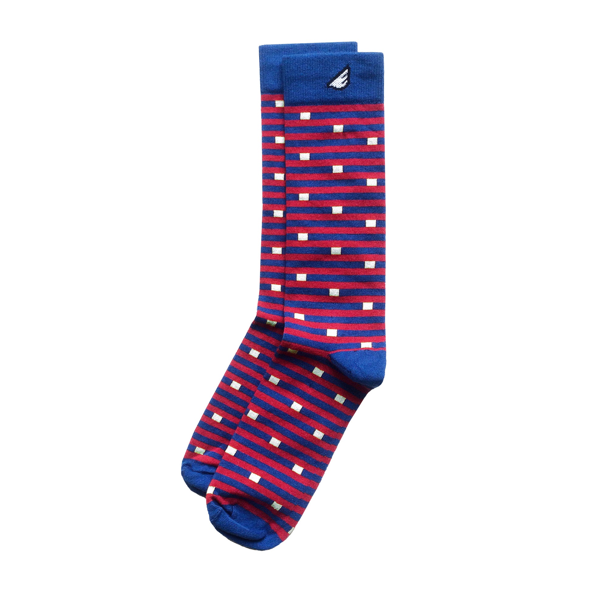 Quality USA Fun Unique Crazy Stripe Dress Casual Socks Royal Blue Red White Made in America