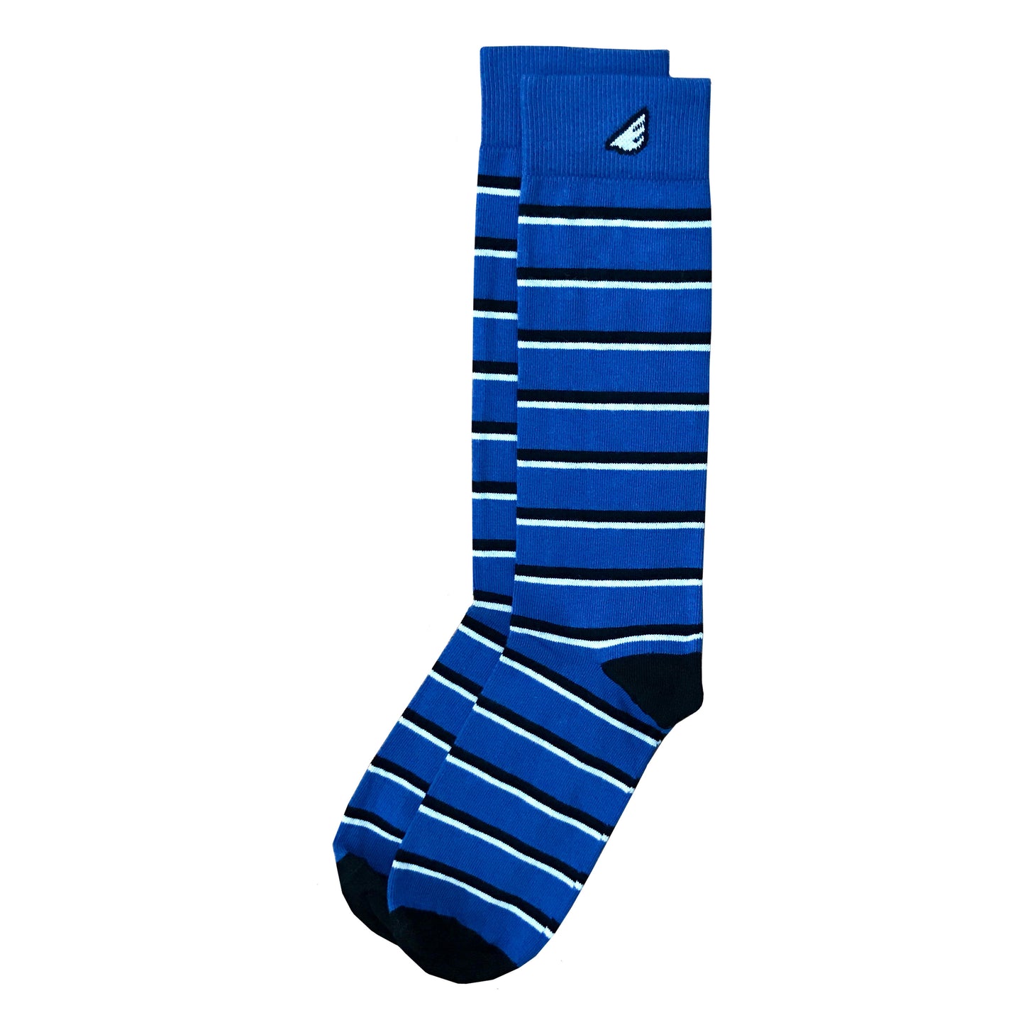 Gambler - Royal Blue, Black & White. American Made Dress / Casual Stripe Socks
