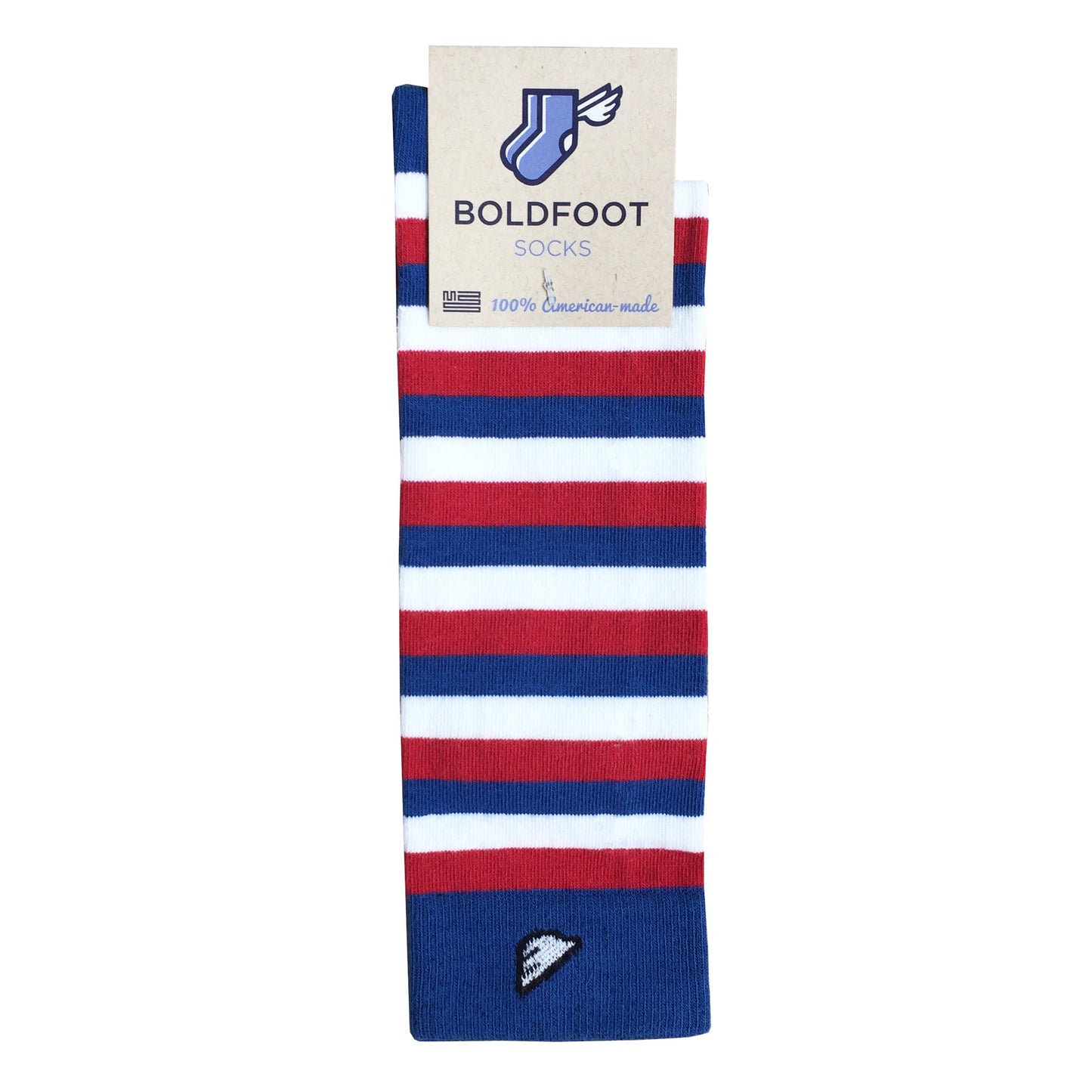Quality Fun Unique Crazy USA Stripe Dress Casual Socks Red White Royal Blue Made in America George W. Bush Packaging