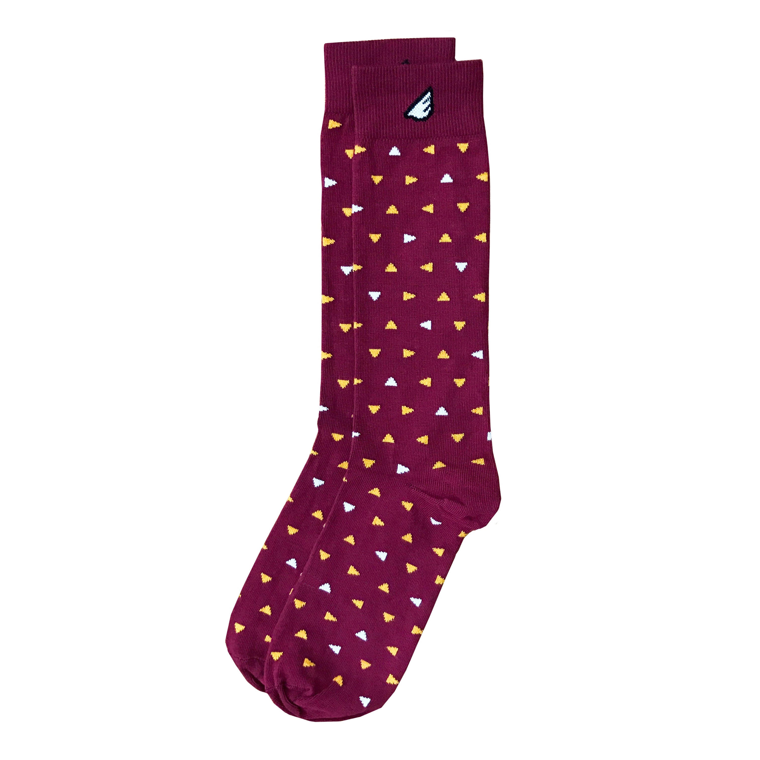 Party Animal- Maroon, Gold & White. USA Made Unique Polka Dot Socks LARGE: Men US Shoe 8-13, Women 9-15 Party Animal- Maroon, Gold & White. USA Made Unique Polka Dot Socks LARGE: Men US Shoe 8-13, Women 9-15