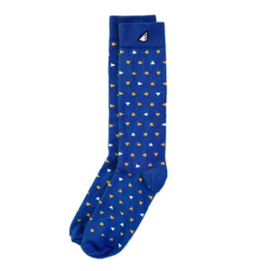 Party Animal - Royal, Gold & White. American Made Dress / Casual Unique Polka Dot Socks