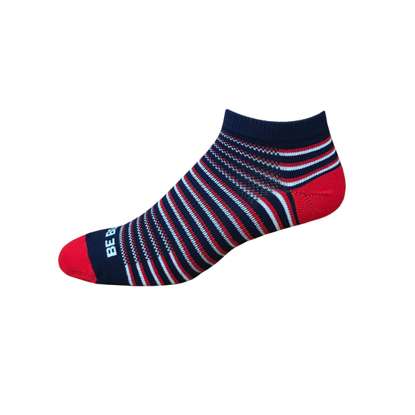 Racer - Navy, Red & White. USA-made Stripe Ankle Athletic Socks - Boldfoot  Socks