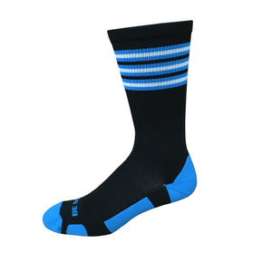 Rookie - Black & Electric Blue. American Made Unique Athletic Socks