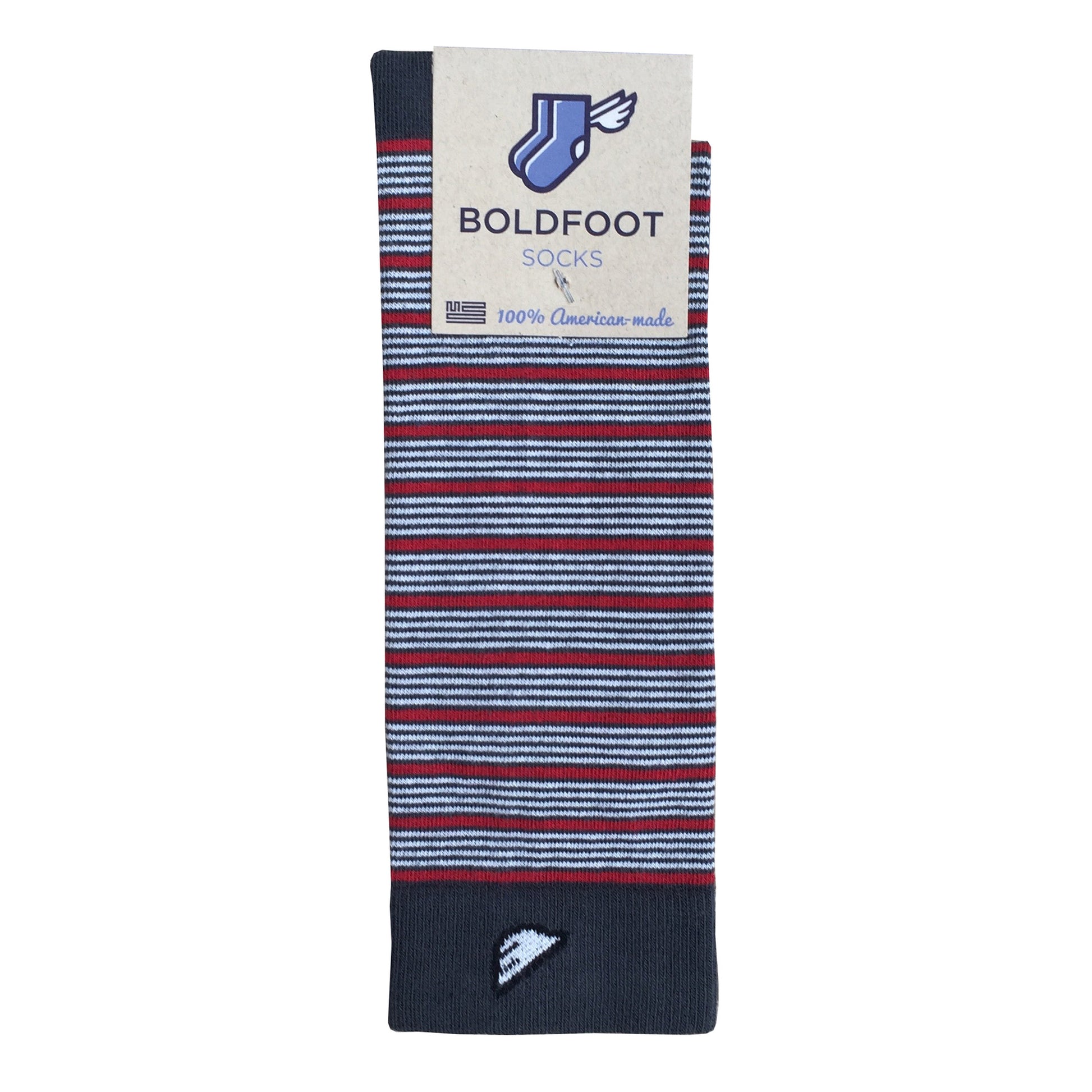 Ohio Stae Buckeyes Quality Fun Unique Crazy Stripe Dress Casual Socks Dark Grey Red White Made in America USA Packaging