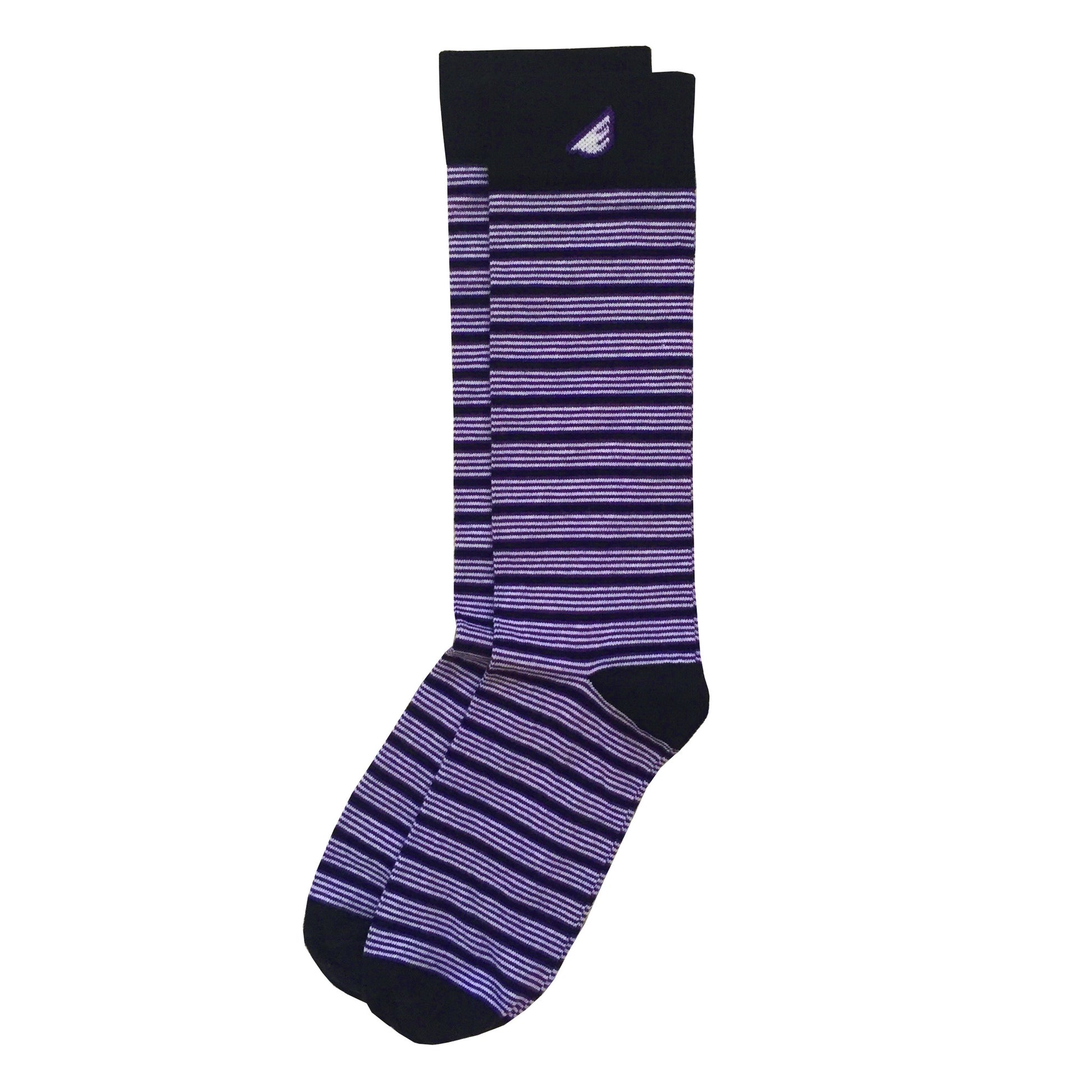 Quality Fun Unique Crazy Stripe Dress Casual Socks Purple Black White Made in America USA