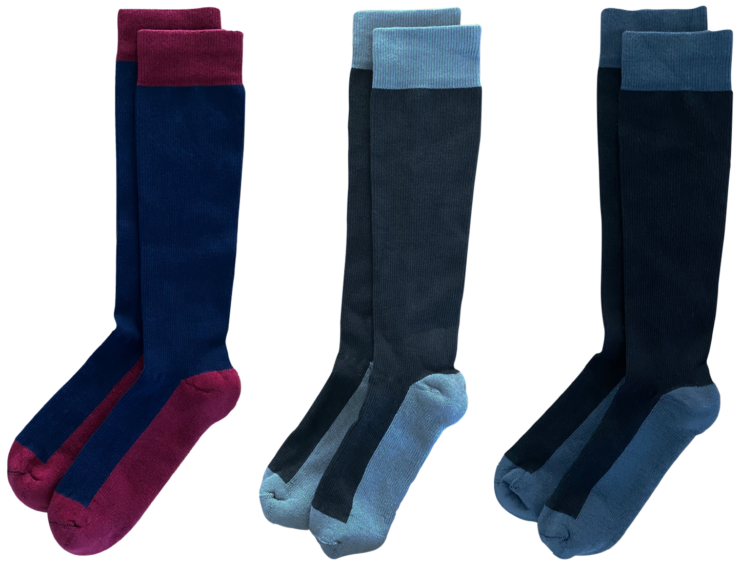 SOLIDS 3-pack of American Made 15-20mmHg OTC Compression Socks