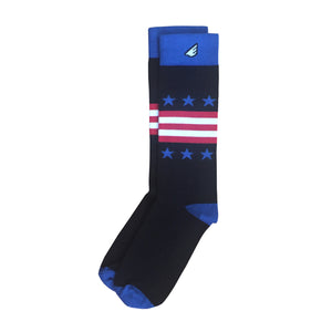 American USA Flag Socks Stars & Stripes Dress Casual Socks Black Royal Blue Red White