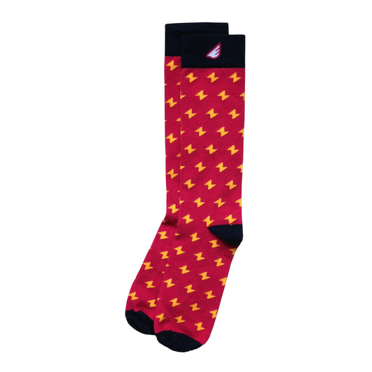 Harry Potter The Flash Men's Fun Unique Crazy Lightning Bolt Polka Dot Dress Casual Socks Red Black Gold Yellow Made in America USA