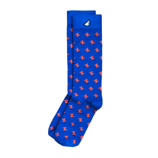 Stormchaser - Royal Blue & Orange. American Made Lightning Bolt Dress / Casual Socks