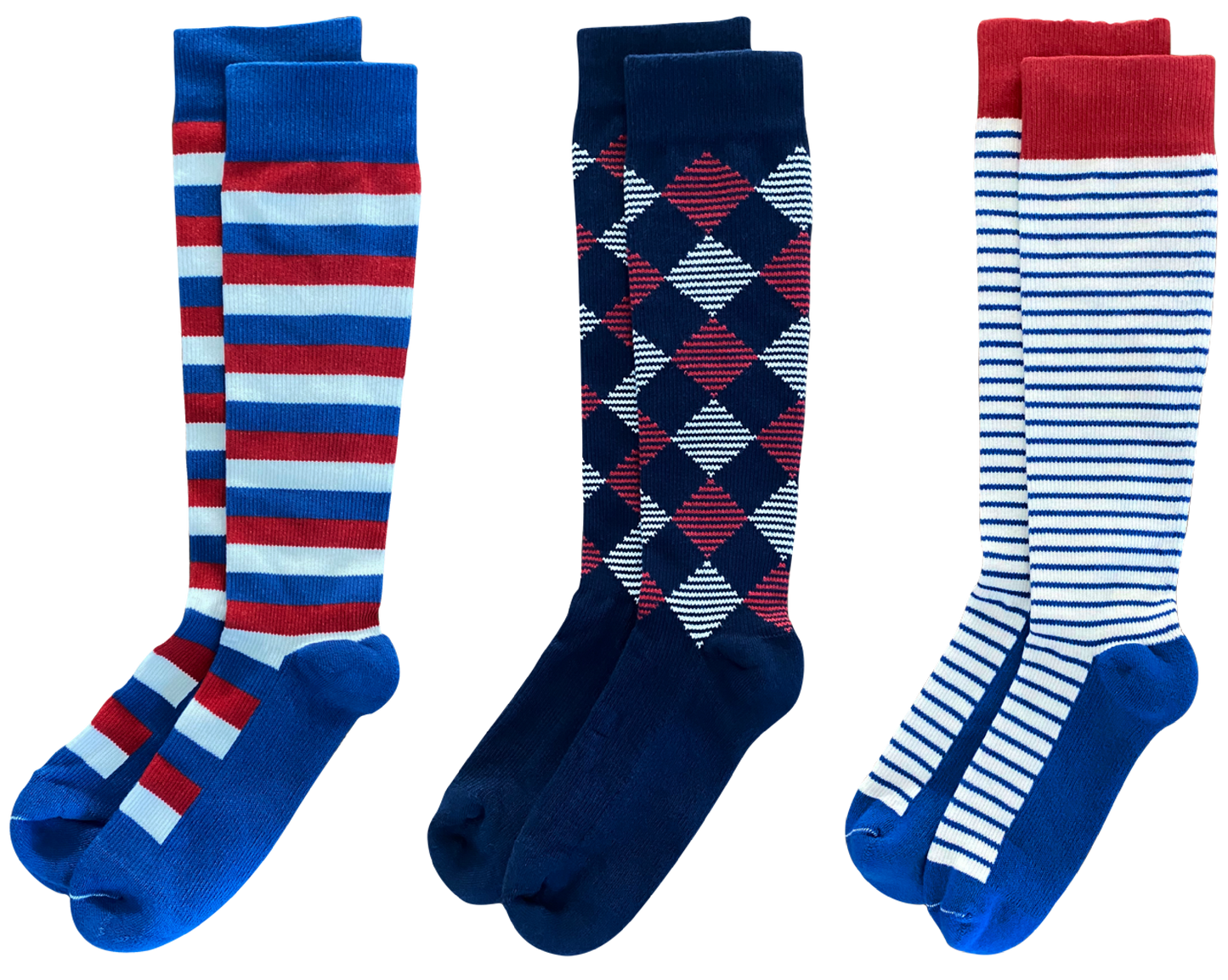 Patriotic "USA" 3-pack of American Made 15-20mmHg OTC Compression Socks
