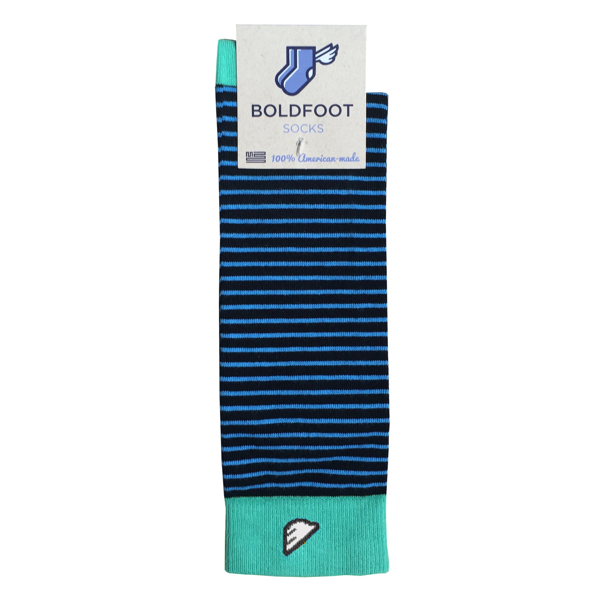 Men's Fun Unique Crazy Stripe Dress Casual Socks Black Sky Blue Green Made in America USA Packaging