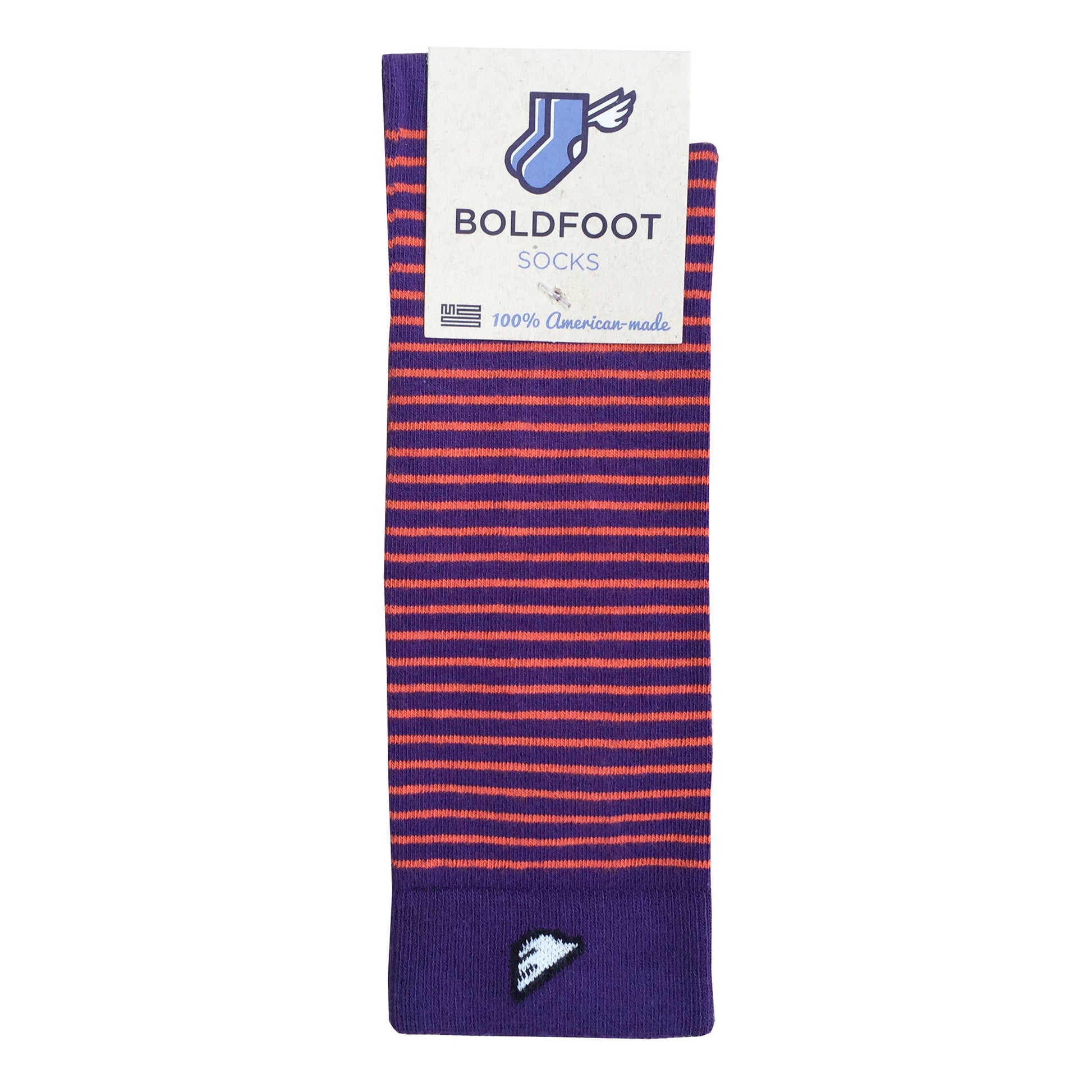 Clemson Tigers Men's Fun Unique Crazy Stripe Dress Casual Socks Purple Orange Made in America USA Packaging