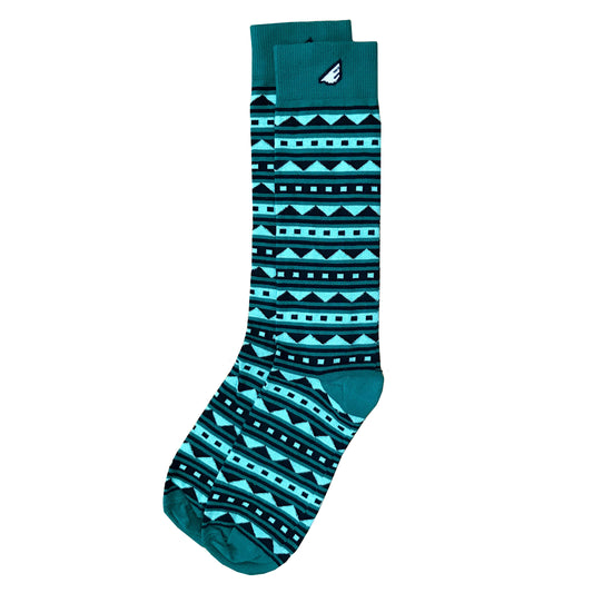 Warrior - Green. American Made Dress / Casual Fun Pattern Socks