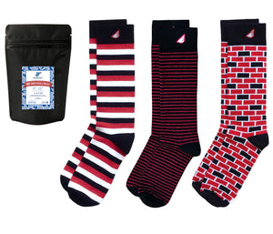 Black Red 3-pack Dress Casual Socks American-made