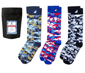 Digital Camo Gift 3-Pack Socks. American Made Gift Bundle