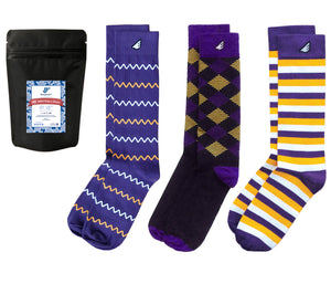 Purple & Gold 3-pack Dress Casual Socks American-made