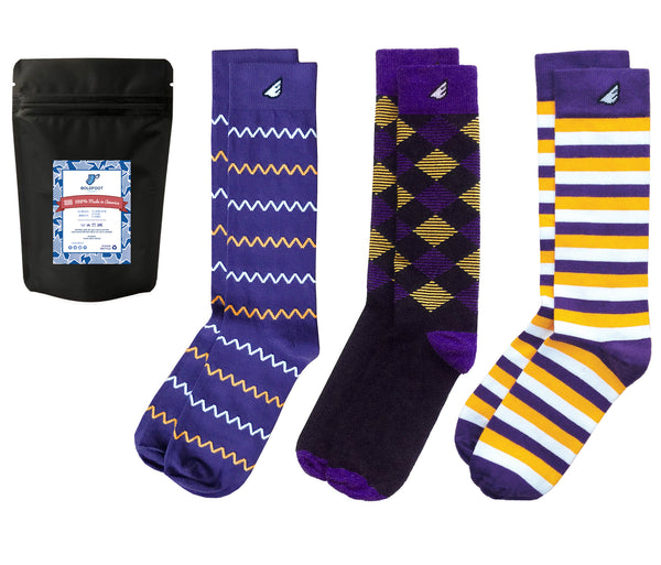 purple and gold dress socks Purple & Gold T-Suns main image 1