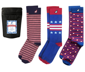 Patriotic Red White & Blue American Mens Dress Socks 3-Pack