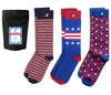 Patriotic Red White & Blue American Mens Dress Socks 3-Pack