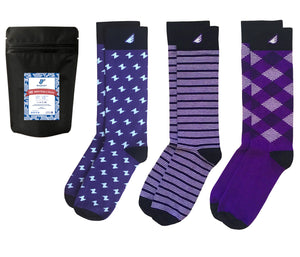 Men's Purple Dress Casual 3-pack Socks American-made