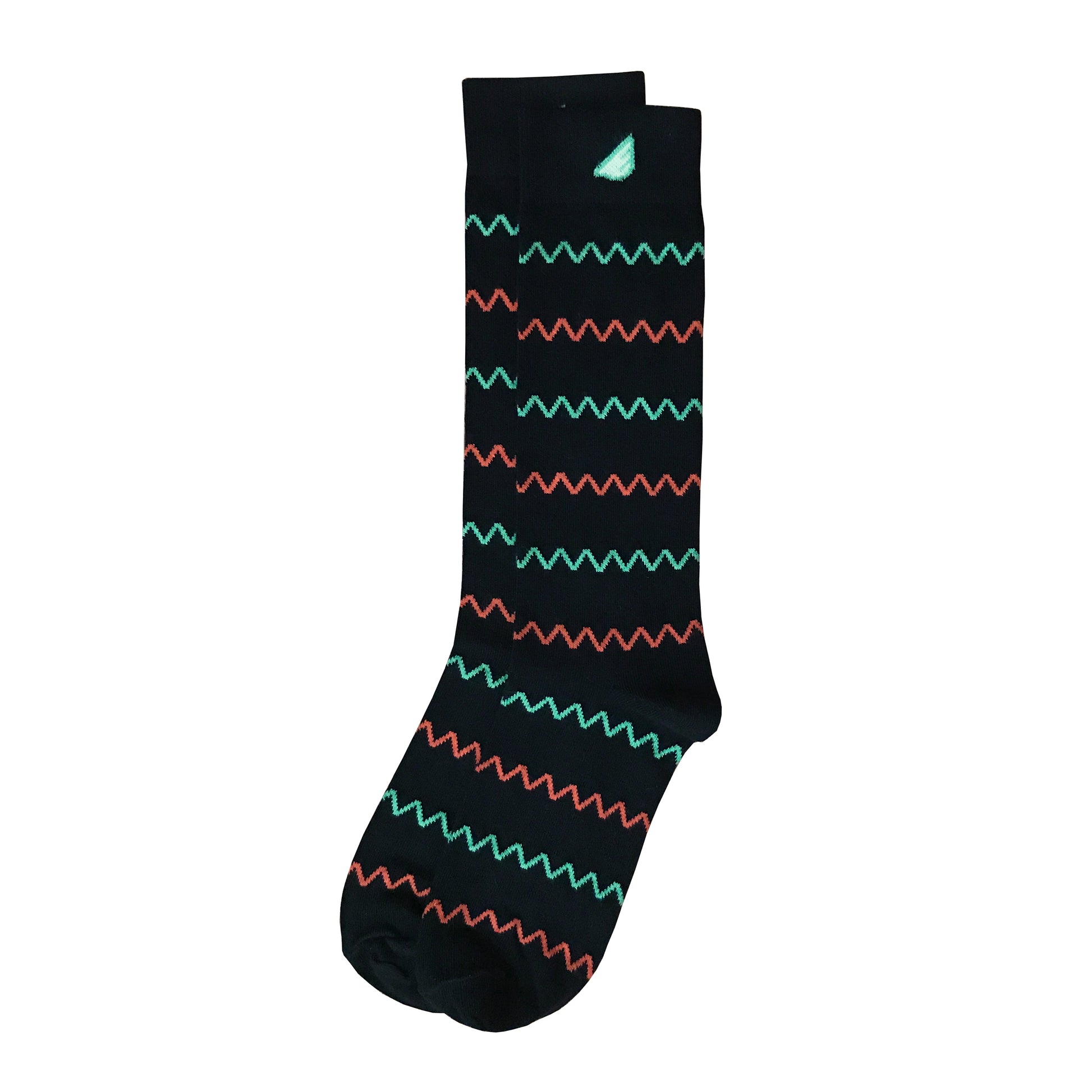 Chevron Pattern High Quality Fun Unique Crazy Dress Casual Socks Black Orange Light Green Made in America USA