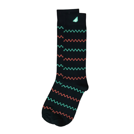 Chevron Pattern High Quality Fun Unique Crazy Dress Casual Socks Black Orange Light Green Made in America USA