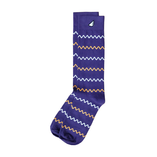 Charlie - Purple & Gold. American Made Dress / Casual Chevron Socks