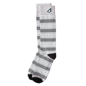 Daytripper - Khaki, Brown & White. American Made Dress / Casual Thin Stripe Socks