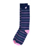Navy Pink Quality Fun Unique Crazy Stripe Dress Casual Socks Made in America USA