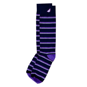 Gambler - Black, Purple & Light Grey. American Made Dress / Casual Stripe Socks