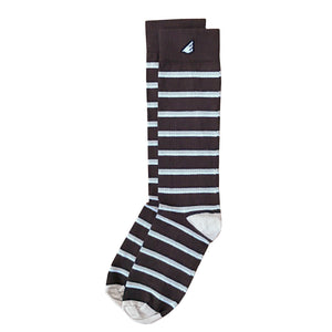 Gambler - Brown, Khaki & White. American Made Dress / Casual Stripe Socks