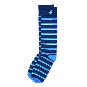 Gambler - Navy, Sky Blue & White. American Made Dress / Casual Stripe Socks