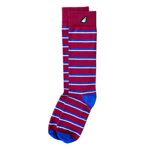 Gambler - Red, Royal Blue & White. American Made Dress / Casual Stripe Socks