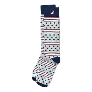 Fun Patriotic Khaki Tan Beige American Flag Stars & Stripes Made in USA Dress Casual Socks Gift for Men & Women