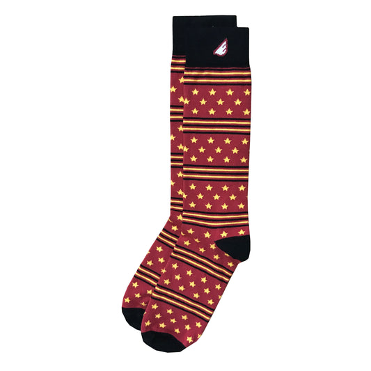 Fun Patriotic US Marines Red Black Gold American Flag Stars & Stripes Made in USA Dress Casual Socks Gift Stocking Stuffer for Men & Women