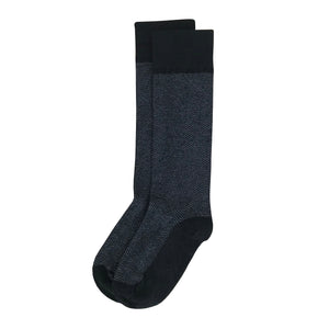 Black Herringbone Men's Dress Sock Supima Cotton Made in USA
