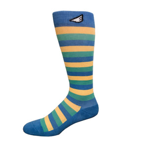 Jailbird - Sky Blue, Light Green & Light Yellow American Made Stripe 15-20mmHg OTC Compression Socks