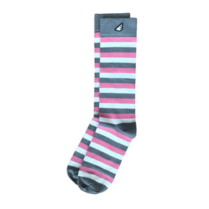 Jailbird - Light Grey, Pink & White. American Made Dress / Casual Stripe Socks