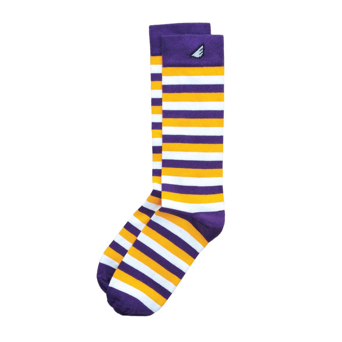 LSU Tigers ECU Pirates JMU Quality Fun Unique Crazy Stripe Dress Casual Socks Purple Gold White Made in America USA