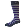 Jailbird - Purple & Grey. American Made Stripe 15-20mmHg OTC Compression Socks