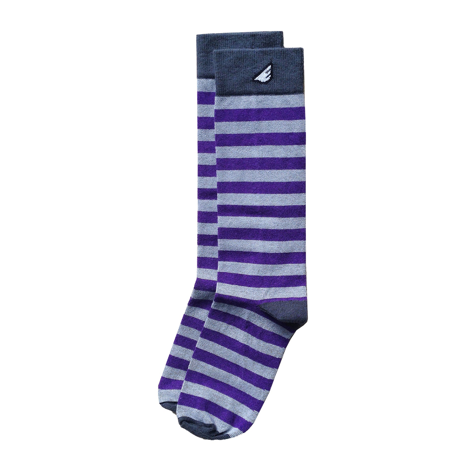 TCU Northwestern Quality Fun Unique Crazy Stripe Dress Casual Socks Purple Grey Made in America USA