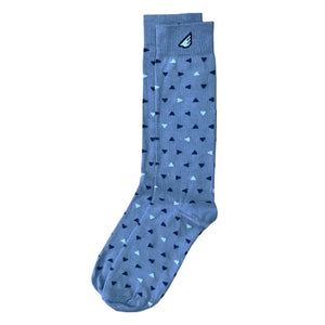 Party Animal - Light Grey, Navy & White. American Made Dress / Casual Unique Polka Dot Socks