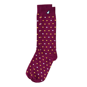 Party Animal - Maroon, Gold & White. American Made Dress / Casual Unique Polka Dot Socks